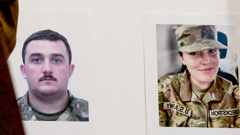 The two National Guard members who were shot in Washington D.C. as 20-year-old Sarah Beckstrom and 24-year-old Andrew Wolfe. Pic: Reuters
Pic: Reuters