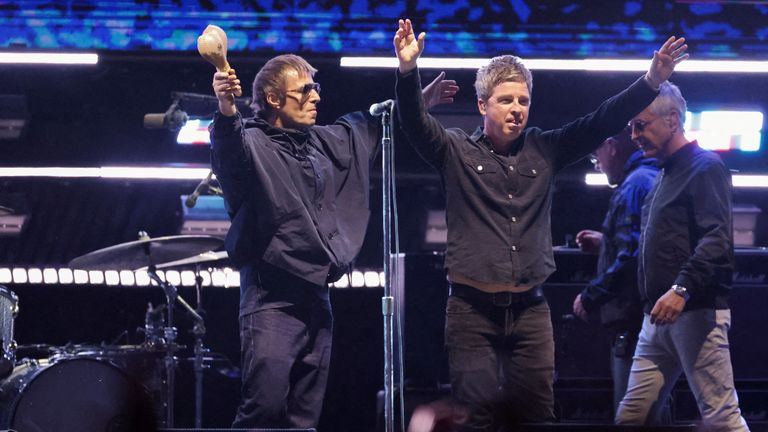  Liam Gallagher and Noel Gallagher during the Oasis tour this year. Pic: Reuters