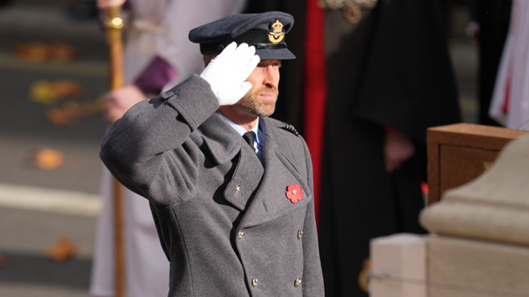 The Prince of Wales lays a wreath. Pic: PA