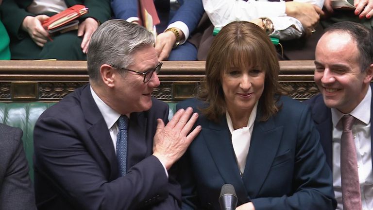 Sir Keir Starmer congratulates Rachel Reeves after the budget