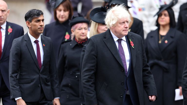 Former prime ministers Rishi Sunak and Boris Johnson. Pic: Reuters
