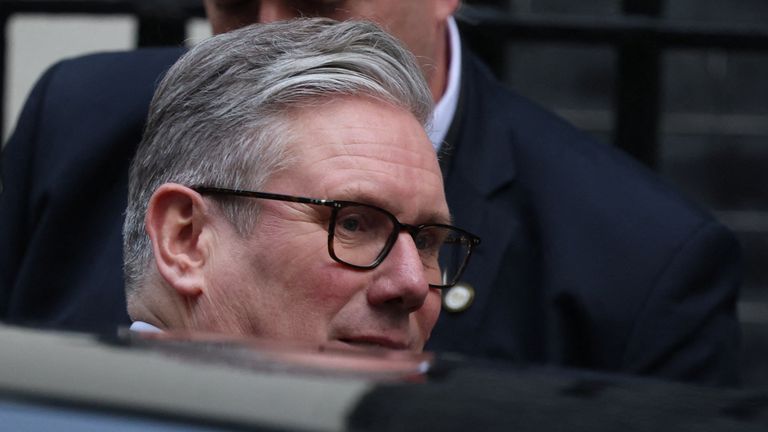 The PM leaving Downing Street… Pic: Reuters