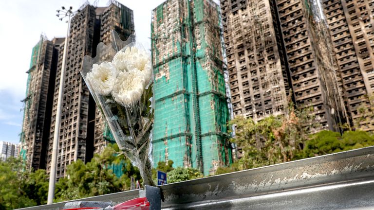 Flowers left near the scene of the disaster. Pic: Reuters