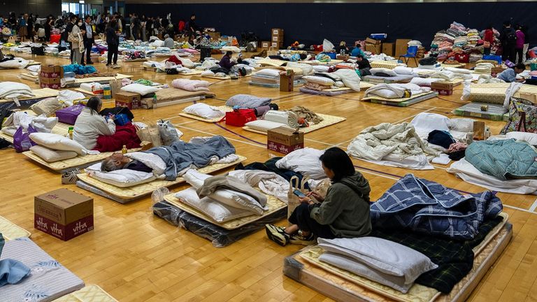 Temporary shelters have been set up for residents. Pic: AP