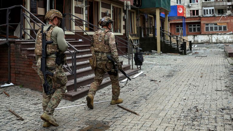 Ukrainian police officers on patrol in Pokrovsk. File pic: Reuters
