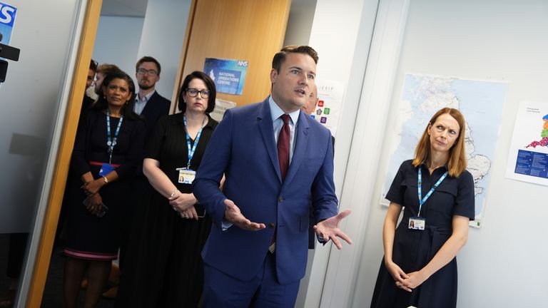 Health Secretary Wes Streeting during a visit to the NHS National Operations Centre in London earlier this year. Pic: PA