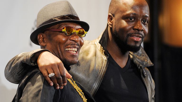 Jimmy Cliff (L) stands with Wyclef Jean at his Rock and Roll Hall of Fame induction in 2010. Pic: Reuters