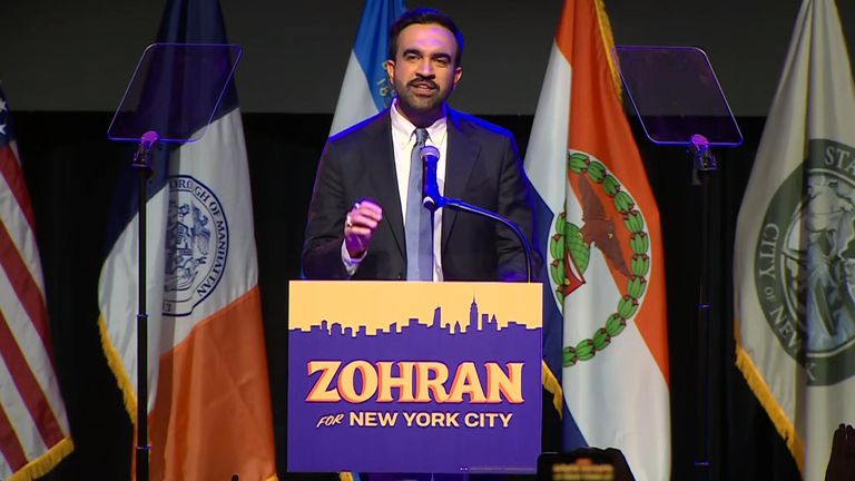 Zohran Mamdani speaks after being voted in as New York mayor