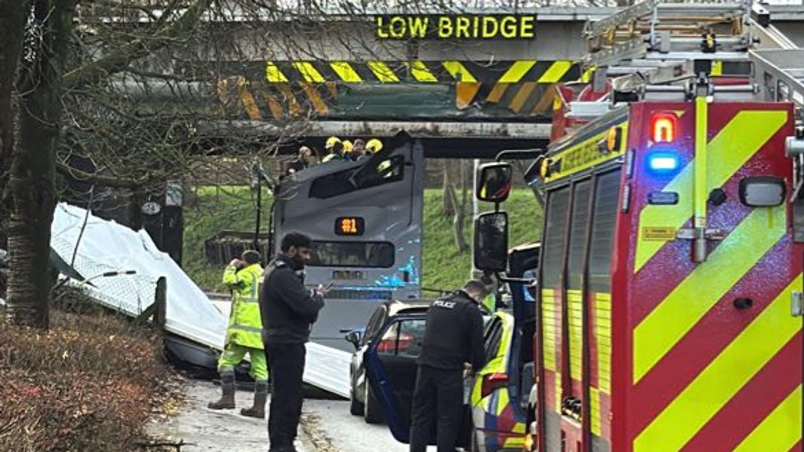 Children injured after roof ripped off double-decker bus in Lancashire
