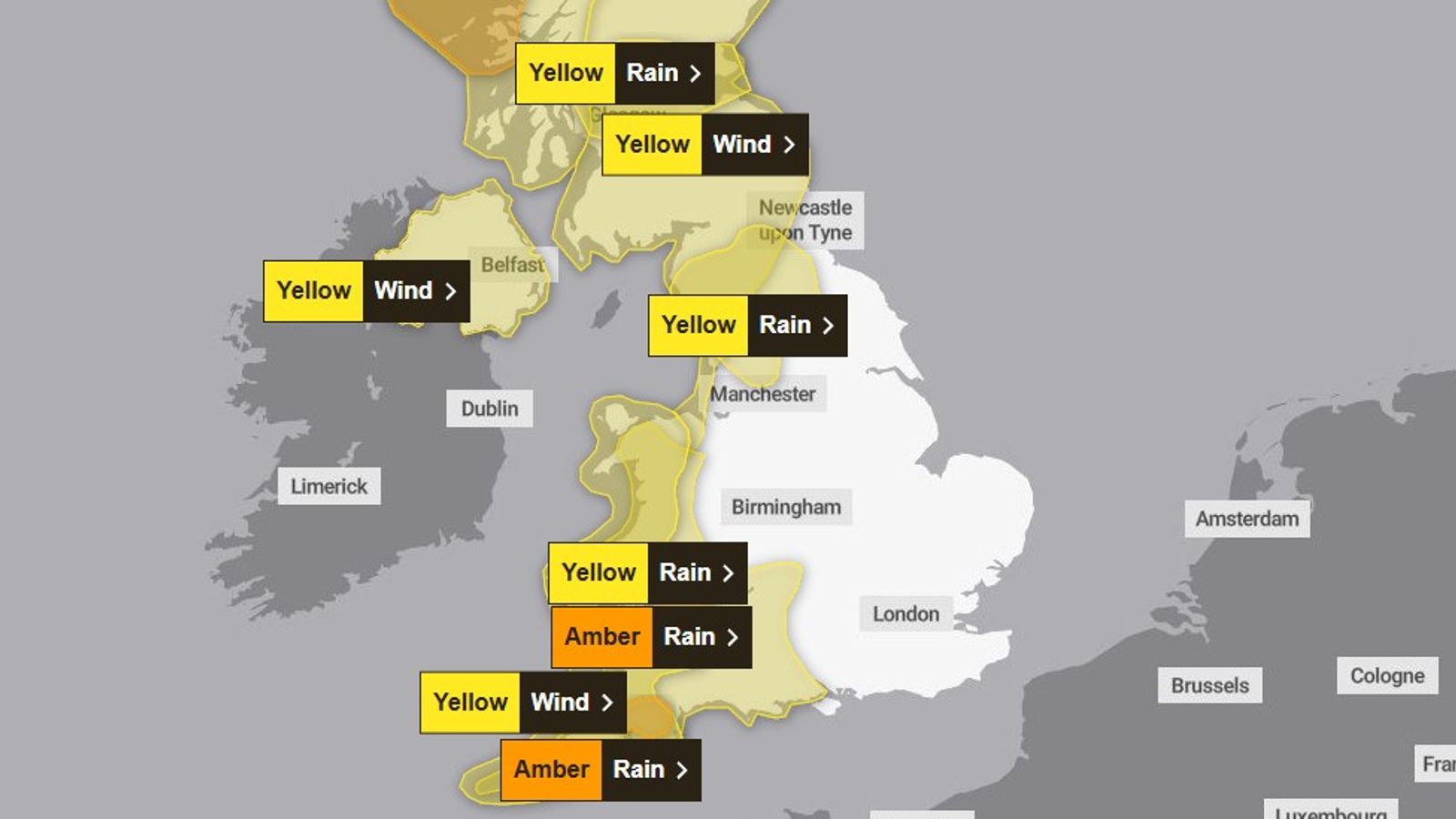 Storm Bram: 'Danger to life' warning as strong winds, heavy rain and ...