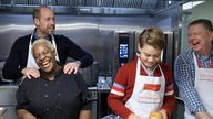 Prince William and Prince George with The Passage's head chef Claudette and CEO Mick Clarke. Pic: Kensington Palace