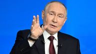 Russian President Vladimir Putin holds his annual end-of-year press conference in Moscow, Russia December 19, 2025. Alexander Nemenov/Pool v