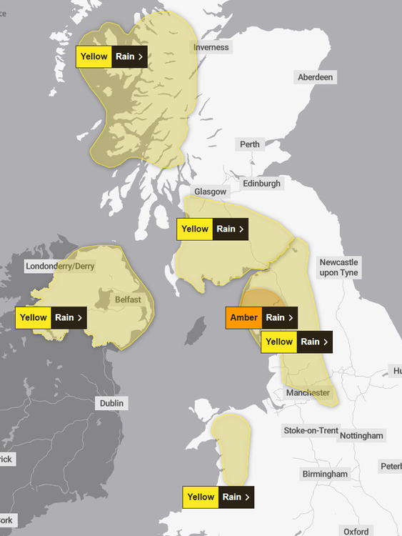 UK weather warnings for Sunday 14 December. Pic: Met Office