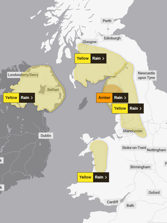 UK weather warnings for Monday 15 December. Pic: Met Office