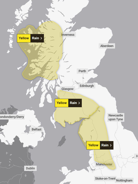 UK weather warnings for Saturday 13 December. Pic: Met Office