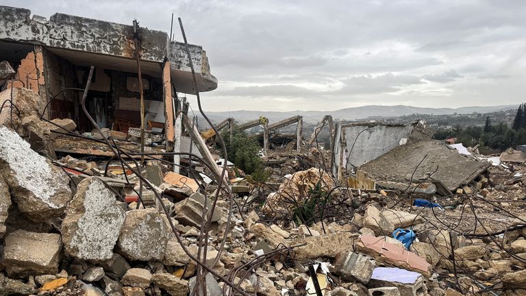 Wreckage in the border town of Aita al Chaab