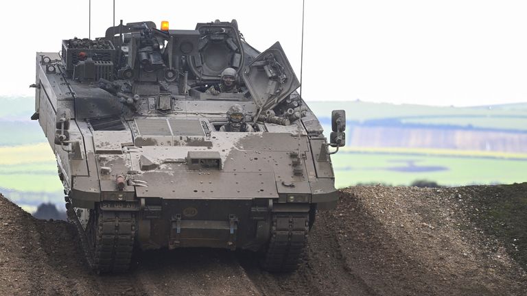 Reliability growth trials (RGT) of the Ajax at Bovington training area. Pic: Reuters