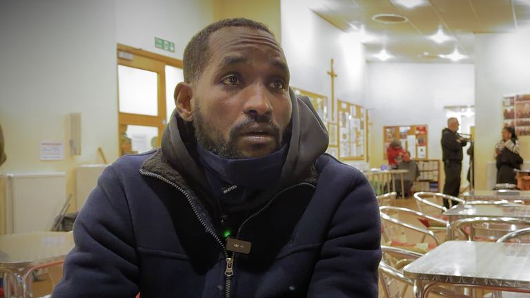 Kitchen volunteer Khalid, from Ethiopia, has had his application for asylum rejected four times