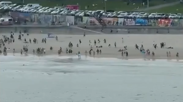 A view of Bondi Beach, where a shooting has been reported. Pic: X/Marcos Vinicius