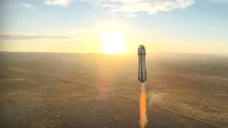 Cumartesi günkü New Shepard yolculuğu, Blue Origin'in 37. ticari uzay uçuşu oldu. Resim: Mavi Köken