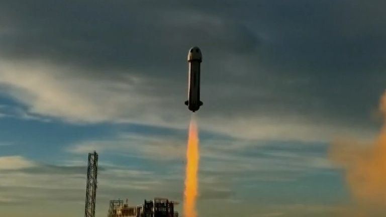 A paraplegic engineer has become the first wheelchair user in space, blasting off with Blue Origin