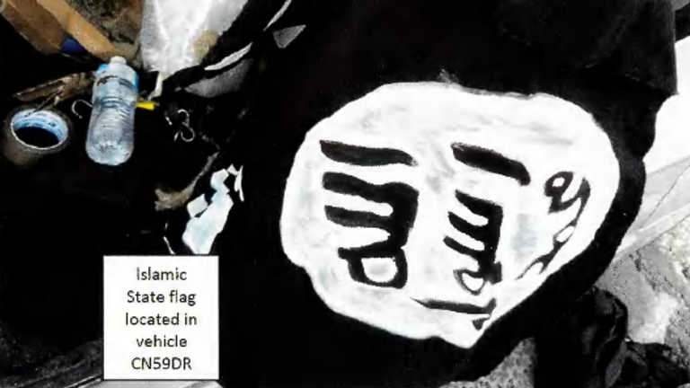 A  homemade Islamic State flag was also found in the car, police said. Pic: NSW Police/NSW Local Court
