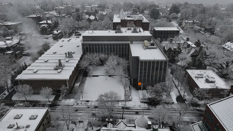 Part of the Brown University campus, the right side of the C-shaped block is the engineering building. Pic: Reuters
