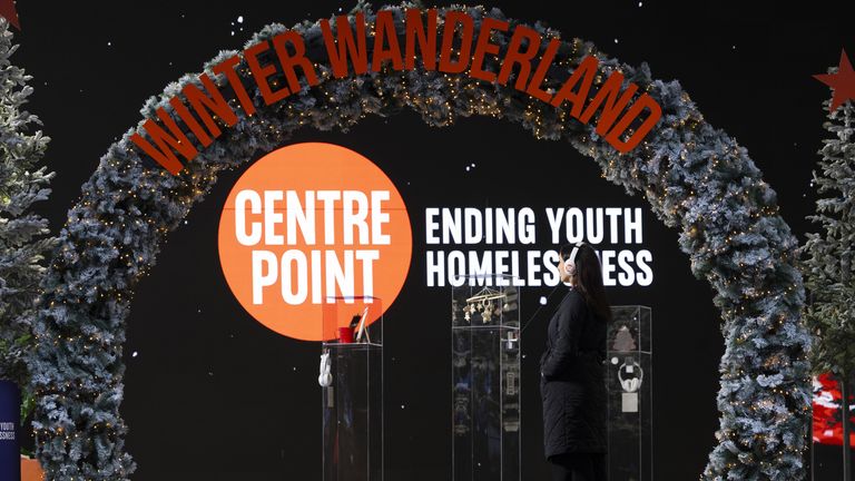 An exhibit organised to highlight the contrast between the Christmas period and an estimated 23,500 young people who will homeless. Pic: PA