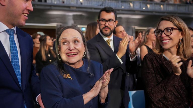 Corina Perez de Machado, mother of Maria Corina Machado, at the Nobel Peace Prize ceremony in Oslo. Pic: Reuters