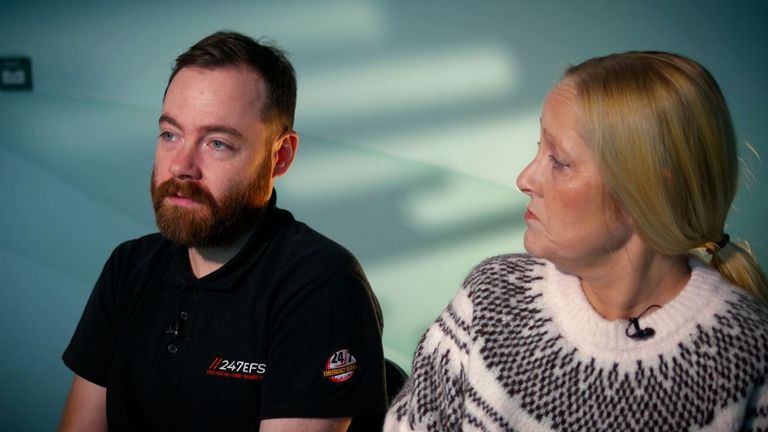 Debbie Blair and her son Mike, who was injured