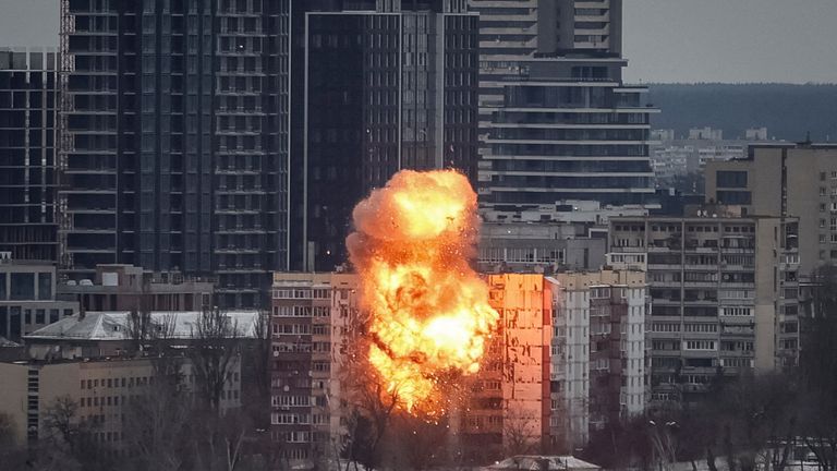 Russia bombarded Kyiv in a huge attack the day before the talks. Pic: Reuters