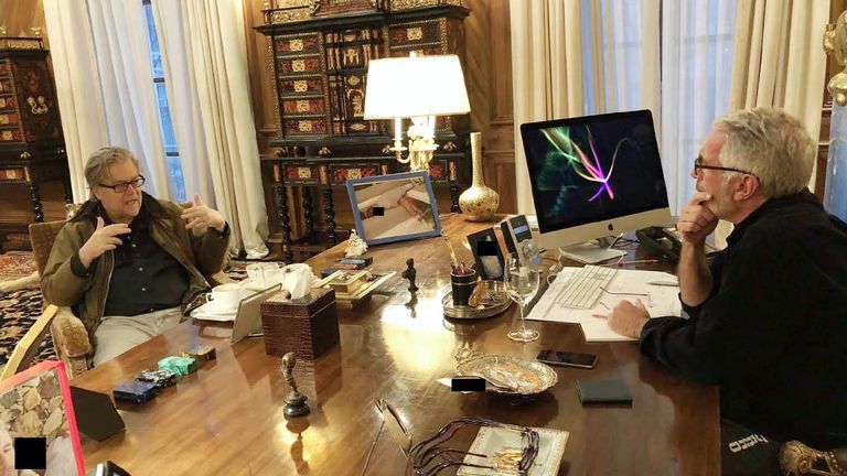 Jeffrey Epstein with long-time Trump ally Steve Bannon. Pic: @OversightDems