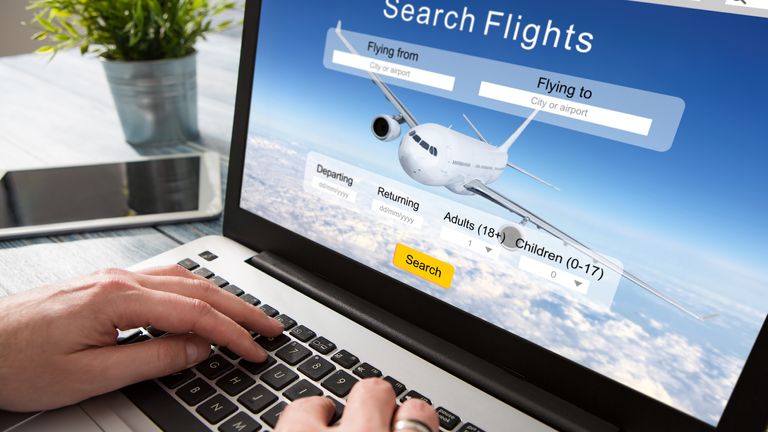 A file photo of someone searching for flights their laptop. Pic: iStock