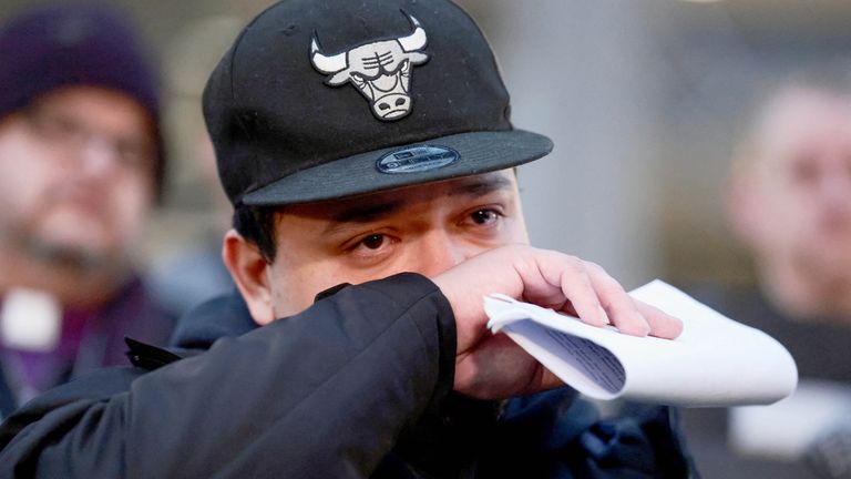 Kilmar Abrego Garcia at a rally ahead of a mandatory appointment at an ICE field office on 12 December. Pic: Reuters