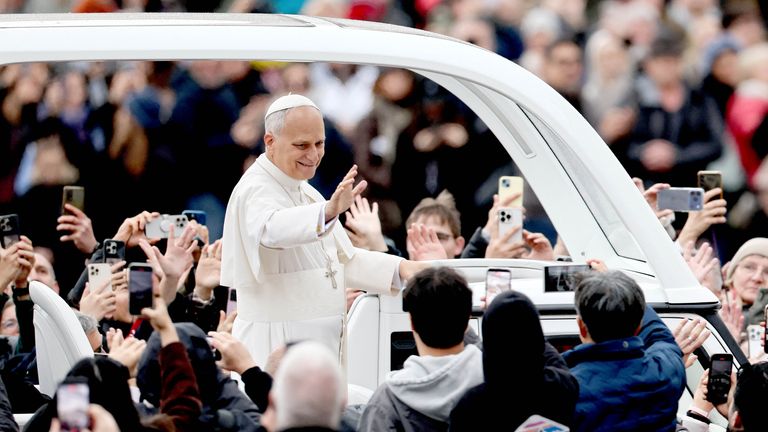 The Pope also took a trip in the 'popemobile'. Pic: Reuters