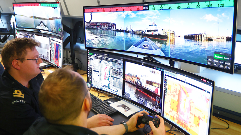 Royal Navy teams monitoring the high-tech military hardware. Pic: PA