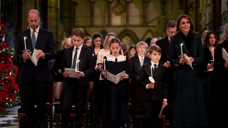 Royals attend the Together At Christmas carol service at Westminster Abbey, in London, on 5 December. Pic: Reuters