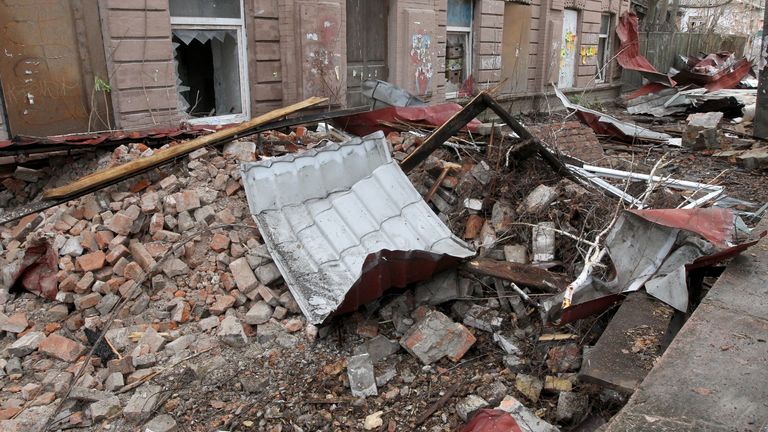 The aftermath of a Russian drone attack on Dnipro. Pic: AP