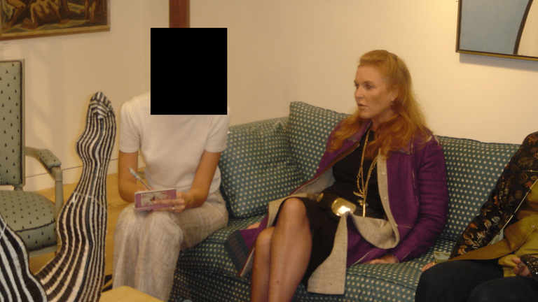 Sarah Ferguson with a redacted woman, date unknown. Pic: US DoJ