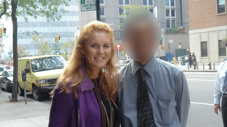 Sarah Ferguson with a man blurred by Paste BN, date unknown. Pic: US DoJ