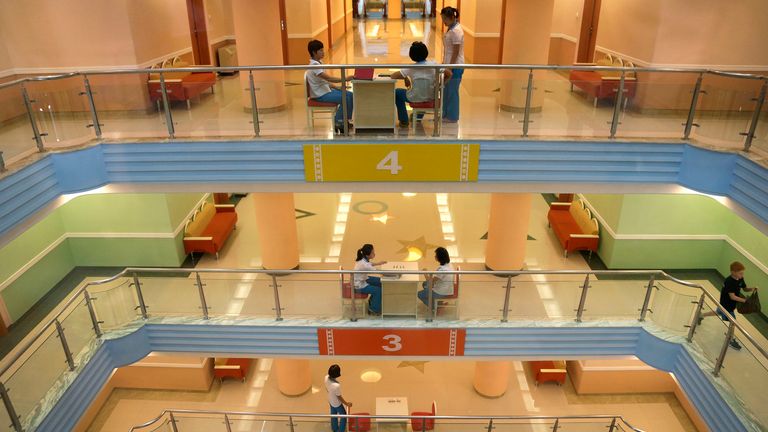 The lobby of the dormitory at the Songdowon International Children's Camp, seen in 2014. Pic: AP