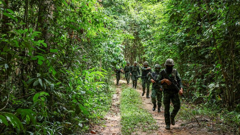 Thai military patrolling in the Chong Bok area near the disputed border with Cambodia. File pic: Reuters