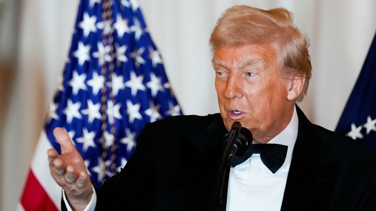 President Donald Trump, pictured at the Kennedy Center on 6 December, has spoken about Netflix's proposed Warner Bros takeover. Pic: AP