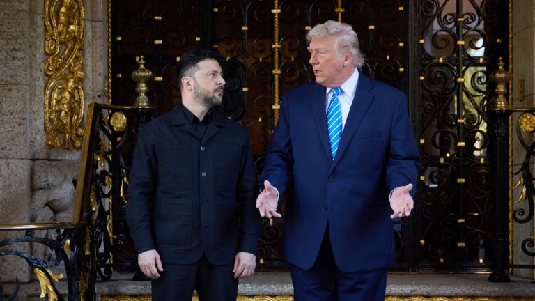 Mr Zelenskyy meets Mr Trump. Pic: Presidential Office of Ukraine/picture-alliance/dpa/AP Images