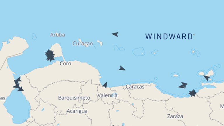 About 30 sanctioned tankers are currently operating in Venezuelan waters. Source: Windward Maritime AI Platform 