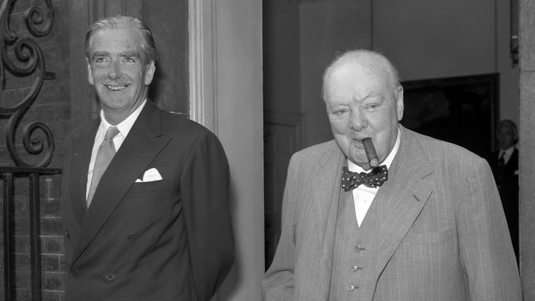 Anthony Eden and Sir Winston Churchill, pictured at the door of 10 Downing Street in August 1956. Pic: PA