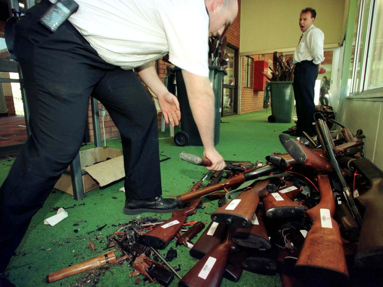 Wapens vernietigd na een Australisch programma voor de terugkoop van wapens in de jaren negentig. Foto: Reuters