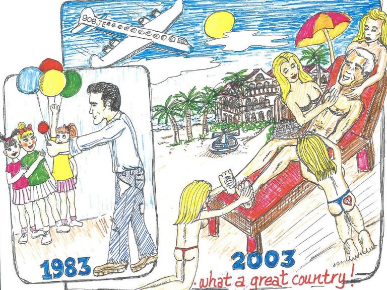 A drawing in Epstein's 50th birthday book