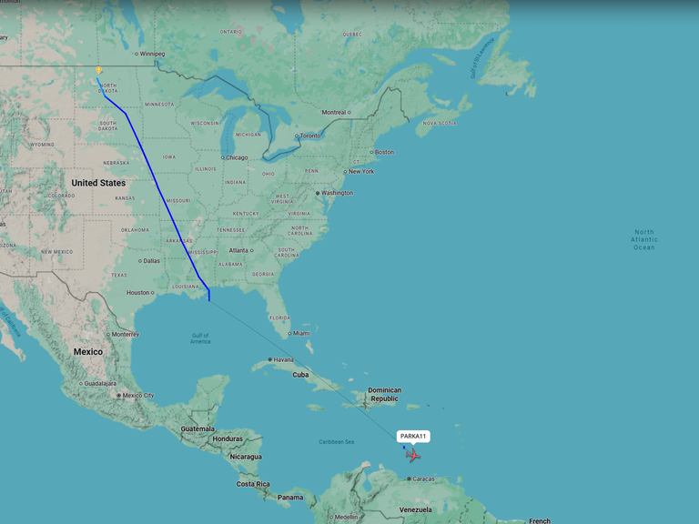 A Boeing B-52H Stratofortress near Venezuelan coast from Minot Air Force Base, North Dakota, on 3 December. Credit: FlightRadar24