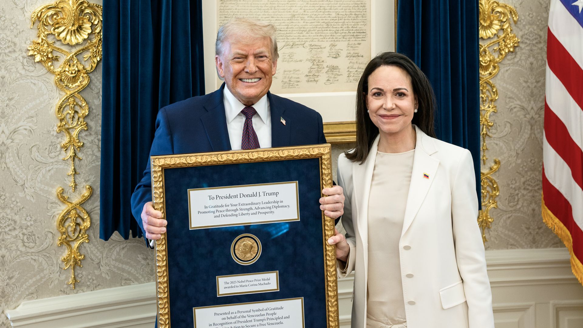 Venezuela's Machado gave Trump her gold medal in pursuit of a greater prize